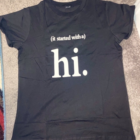 it Started With A Hi) Women's T-Shirt Funny  Black And White - Picture 1 of 5